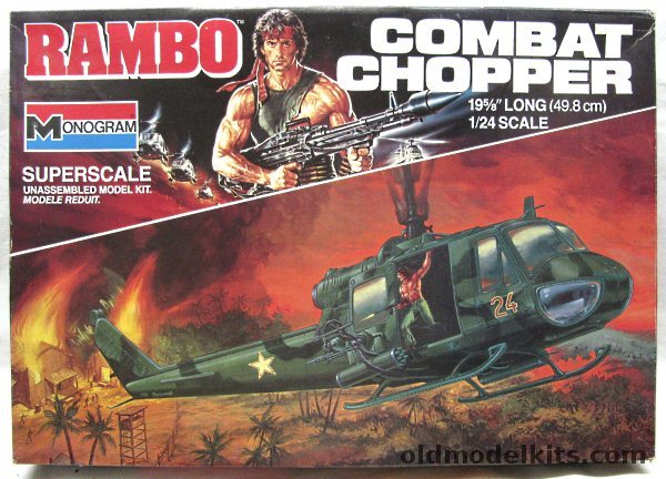 Monogram 1/24 Bell UH-1B Iroquois Huey Helicopter - Rambo Combat Chopper, 6038 plastic model kit
